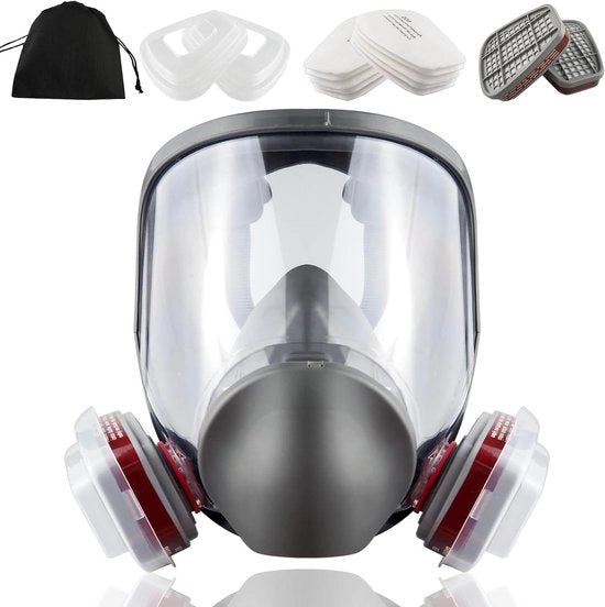 Maschera di Protezione Totale con Filtro a Carbone Attivo - Protegge contro Gas, Vernice, Polvere e Chimici