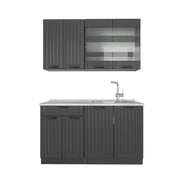 Cucina monoblocco Fame-Line Grigio scuro/Antracite 140 cm, PL Marmo Vicco