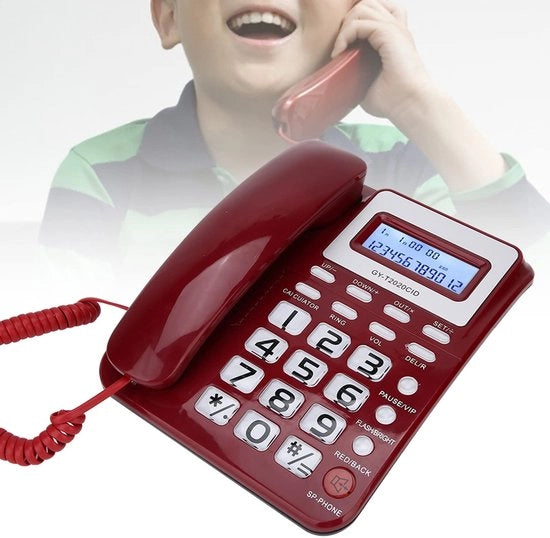 Telefono Fissa con Calcolatrice - Supporto Bluetooth - Visualizzazione Numeri - Modalità Silenziosa - Materiale ABS - Funzione Registrazione Chiamate