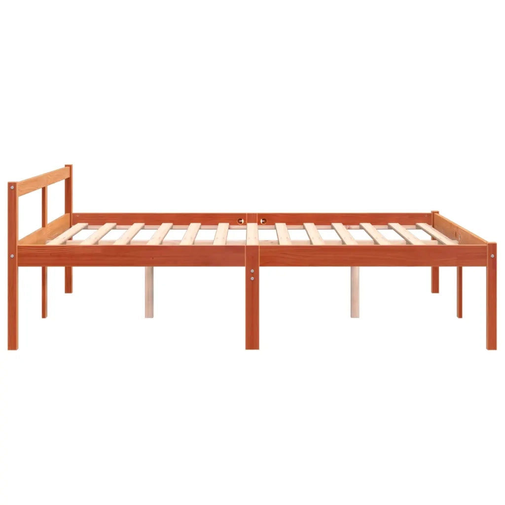 Letto per Anziani Marrone Cera 150x200cm Legno Massello di Pino 844159