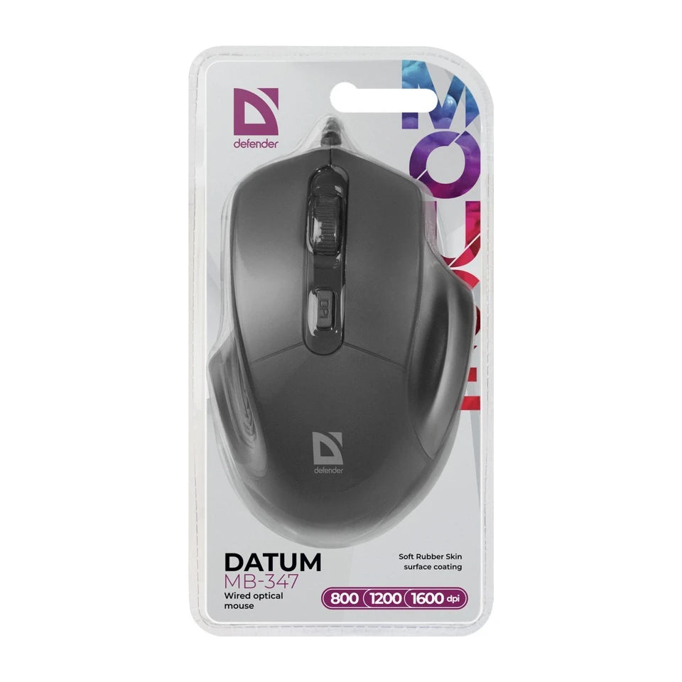 Mouse ottico nero Defender DATUM MB-347 1600dpi 4P