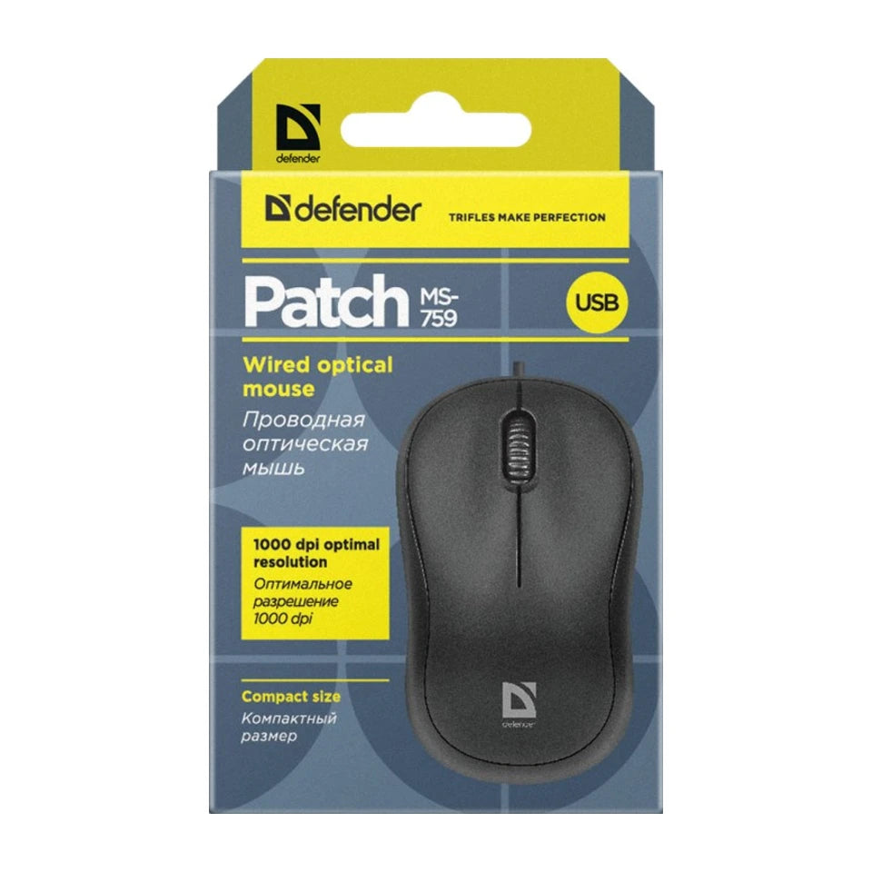 Patch per mouse Defender MS-759 nero ottico 1000dpi 3P