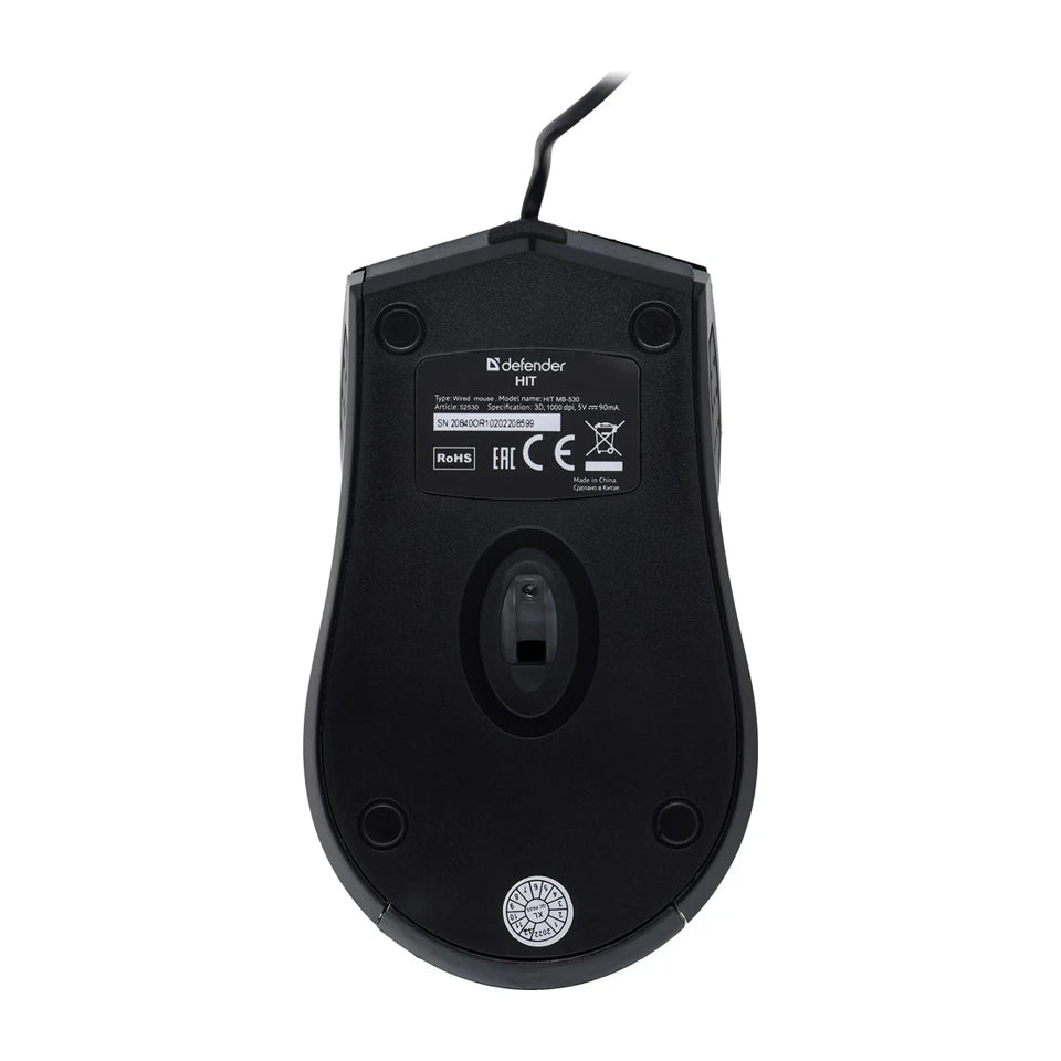 MOUSE DEFENDER HIT MB-530 NERO OTTICO 1000dpi 3P
