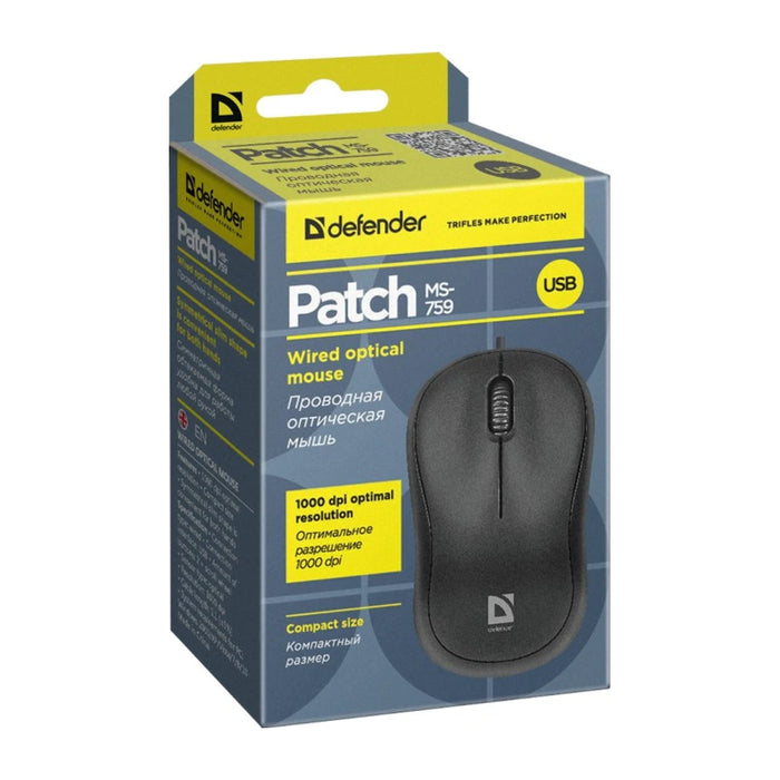 Patch per mouse Defender MS-759 nero ottico 1000dpi 3P