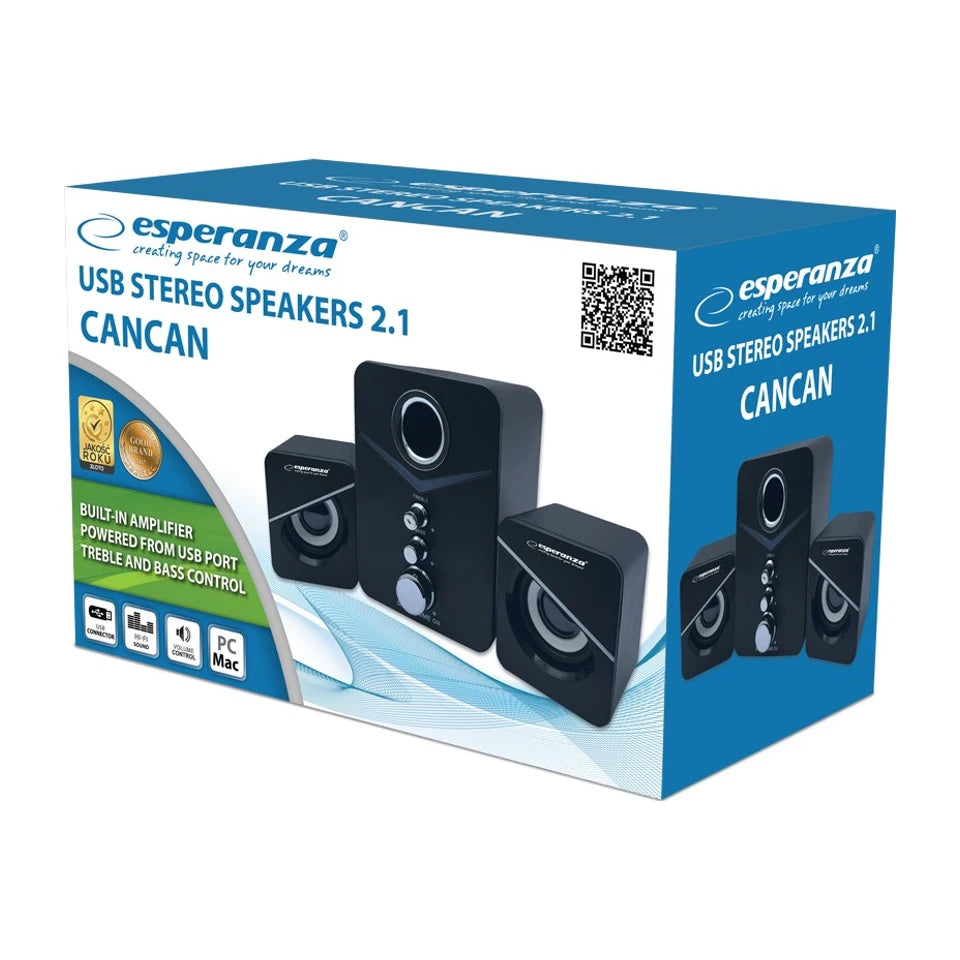 Set di altoparlanti USB 2.1 Esperanza EP153 6 W Nero