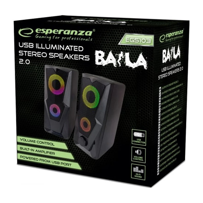 Altoparlanti Esperanza EGS103 2.0 LED neri 6W