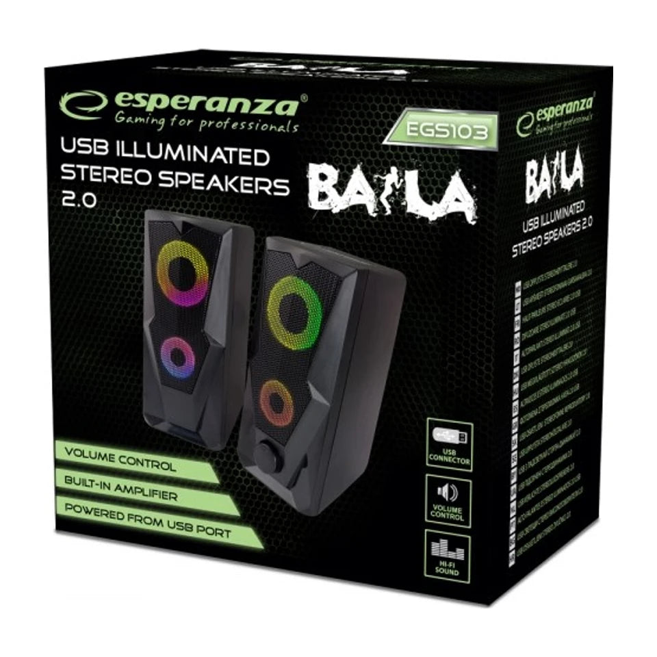 Altoparlanti Esperanza EGS103 2.0 LED neri 6W