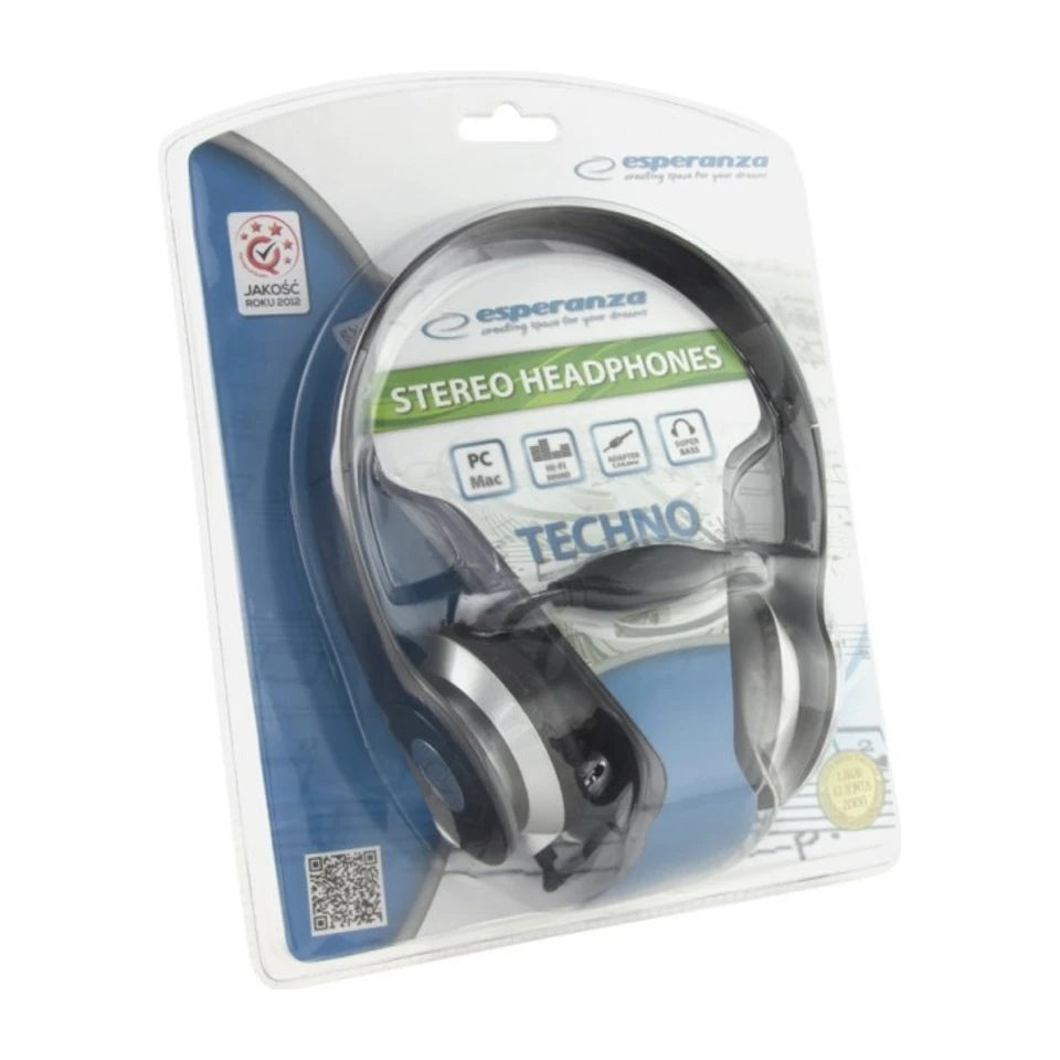 Cuffie/auricolari con filo Esperanza EH145K a fascia per la musica nere