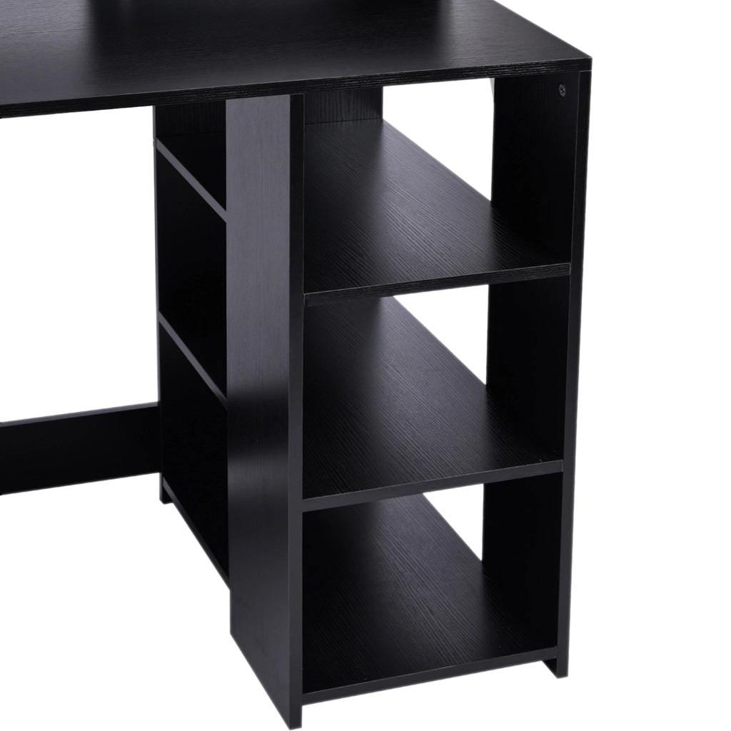 Scrivania computer con 2 cassetti e scaffale ¨C zephmum ¨C nero 137x55x92 cm