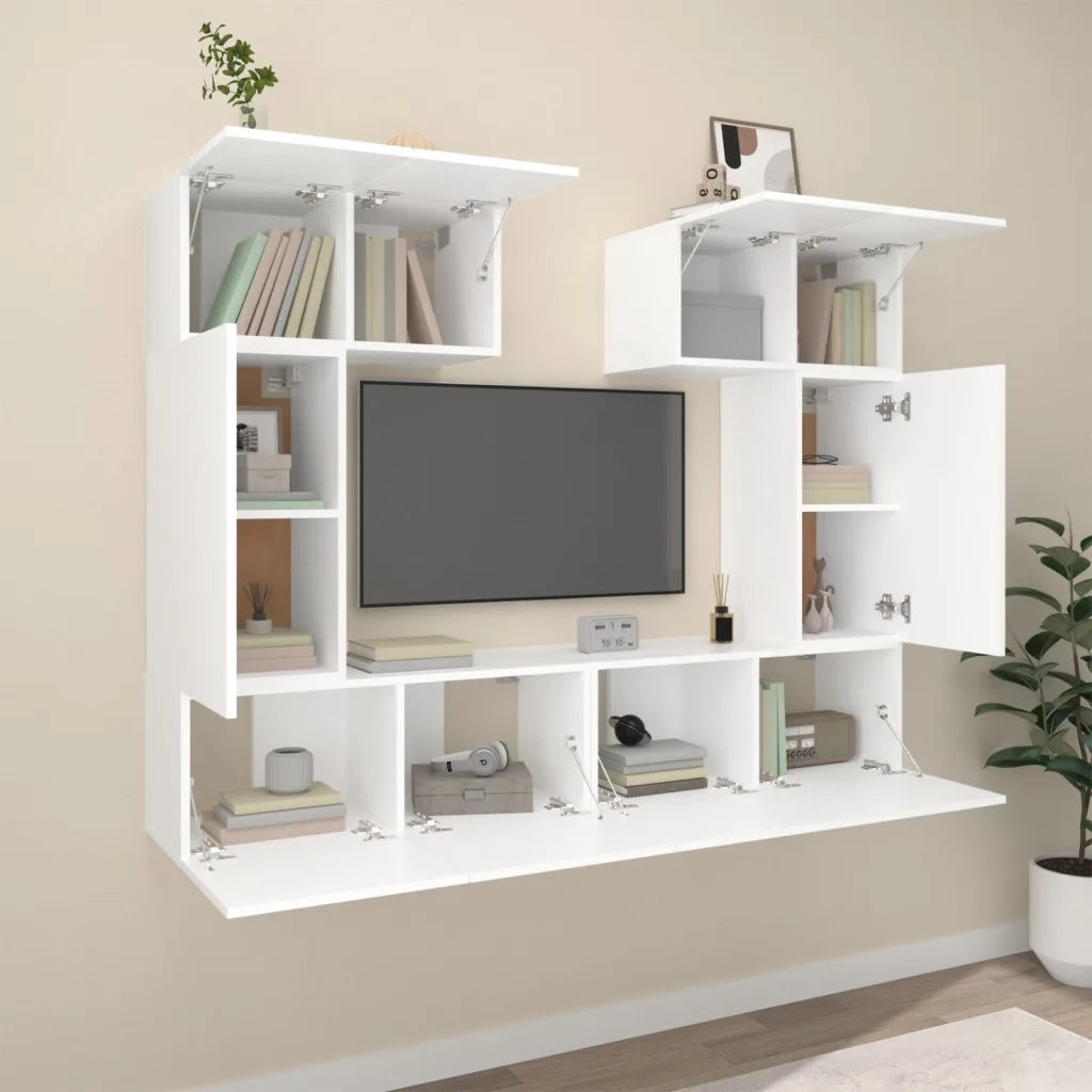 Set di Mobili Porta TV 6 pz Bianco in Legno Multistrato 3114454