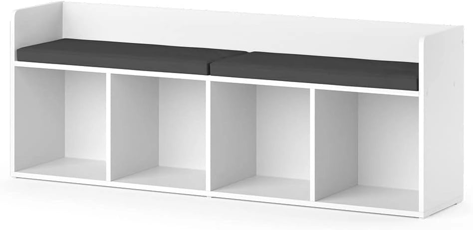 Scaffale per bambini Luigi, Bianco, 31.2 x 53.4 cm con 4 scatole pieghevoli opt.2, adatto per riporre giocattoli e libri