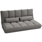 Divano da Terra 2 in 1 con Schienale Reclinabile su 7 Livelli e Cuscini, 130x73x60 cm, Grigio Carbone