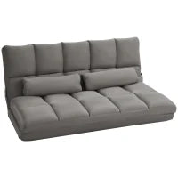 Divano da Terra 2 in 1 con Schienale Reclinabile su 7 Livelli e Cuscini, 130x73x60 cm, Grigio Carbone