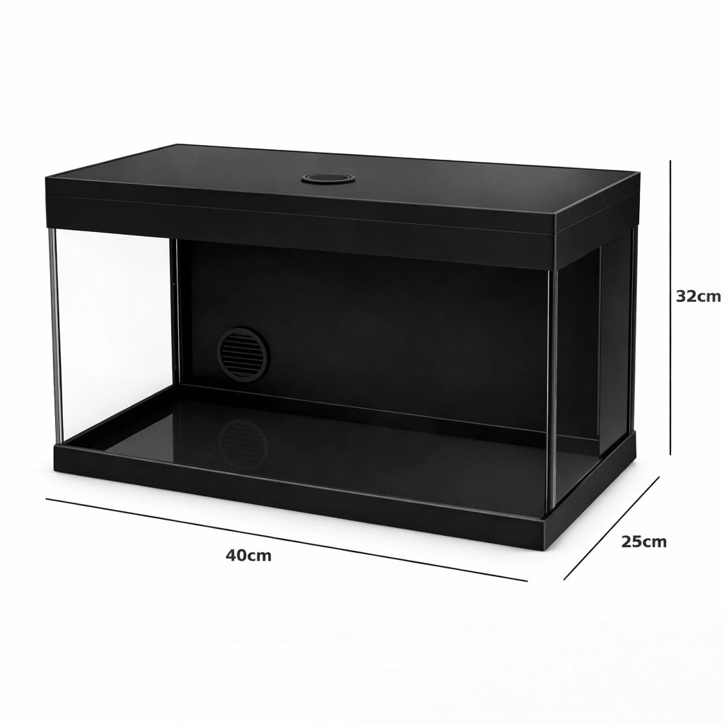 AquariumLine Tank Complete 40 Nero - acquario cm40x25x32h con filtro posteriore, pompa e illuminazione LED