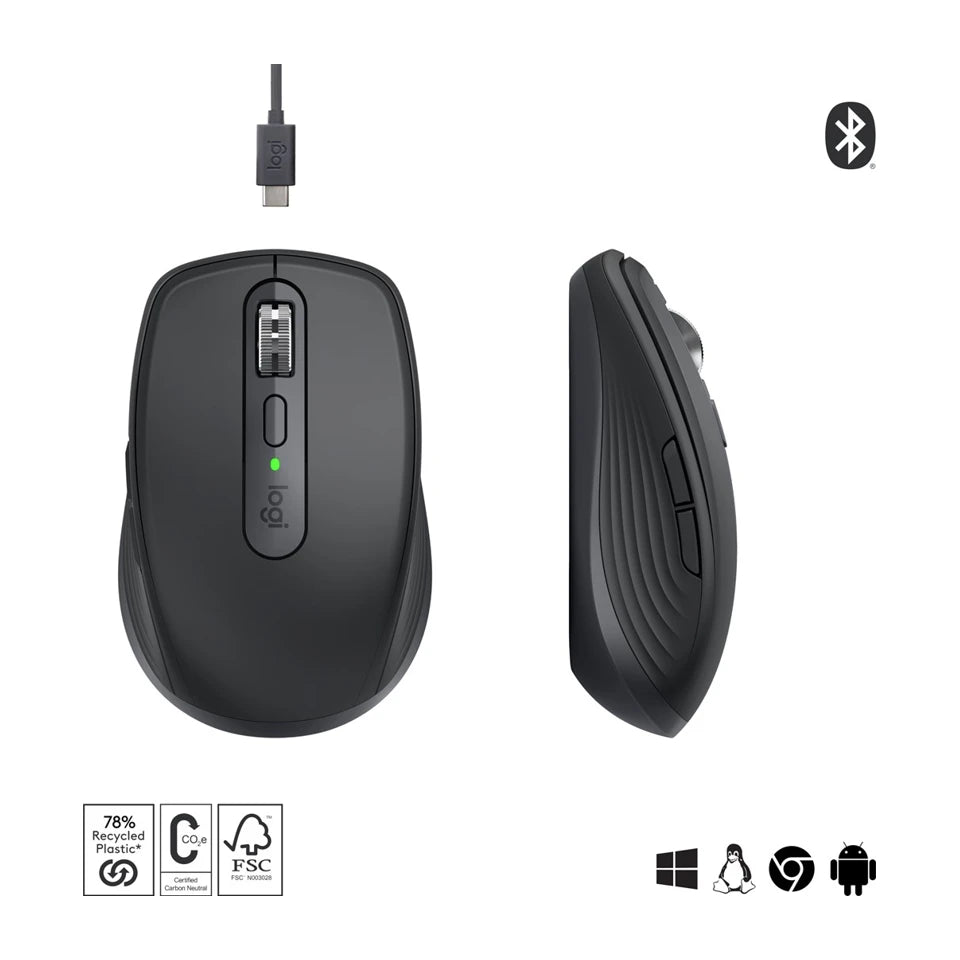 Mouse Logitech MX Anywhere 3S per ufficio Destrorso RF Wireless + Bluetooth Laser 8000 DPI