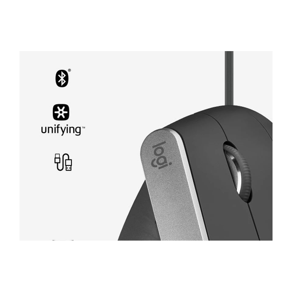 Mouse ergonimico avanzato Logitech MX Vertical RF Wireless+Bluetooth Ottico 4000 DPI Destrorso