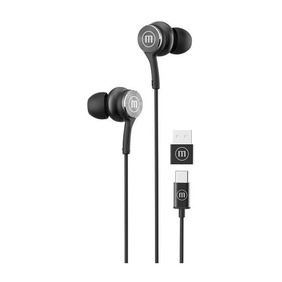 Cuffie cablate Maxell XC1 USB-C con adattatore USB-A, nero