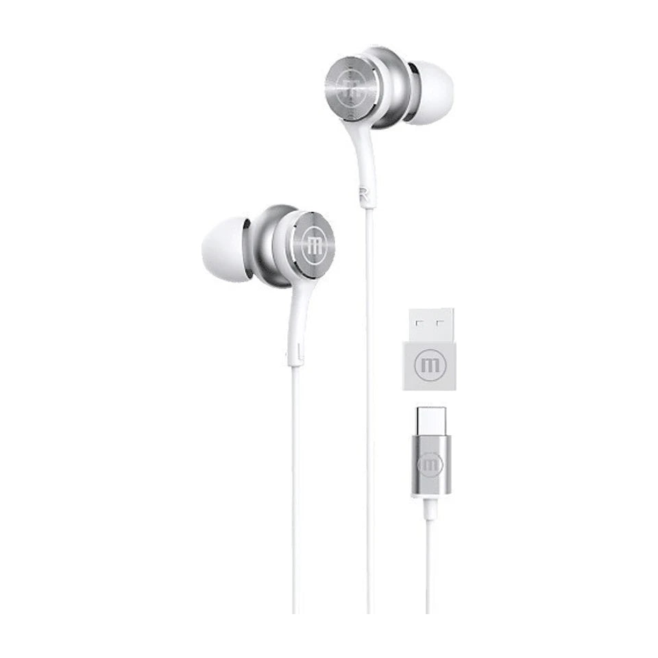 Cuffie cablate Maxell XC1 USB-C con adattatore USB-A bianco