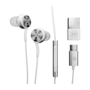 Cuffie cablate Maxell XC1 USB-C con adattatore USB-A bianco