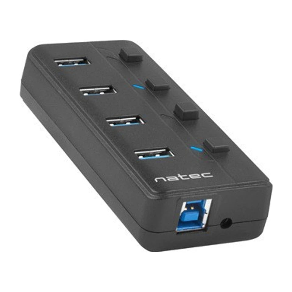 NATEC HUB USB 3.0 MANTIS 2 A 4 PORTE CON INTERRUTTORE E ALIMENTATORE