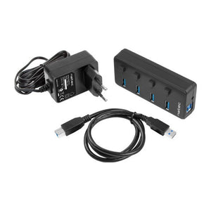 NATEC HUB USB 3.0 MANTIS 2 A 4 PORTE CON INTERRUTTORE E ALIMENTATORE