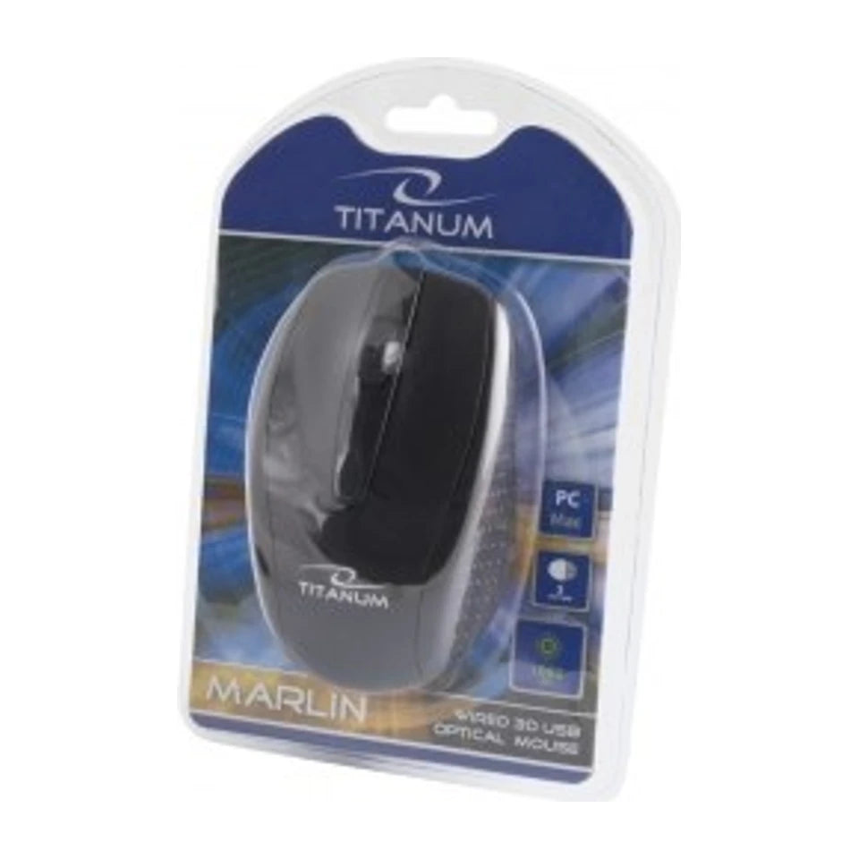 Mouse TITANUM TM110K Ambidestro USB Tipo-A Ottico 1000 DPI