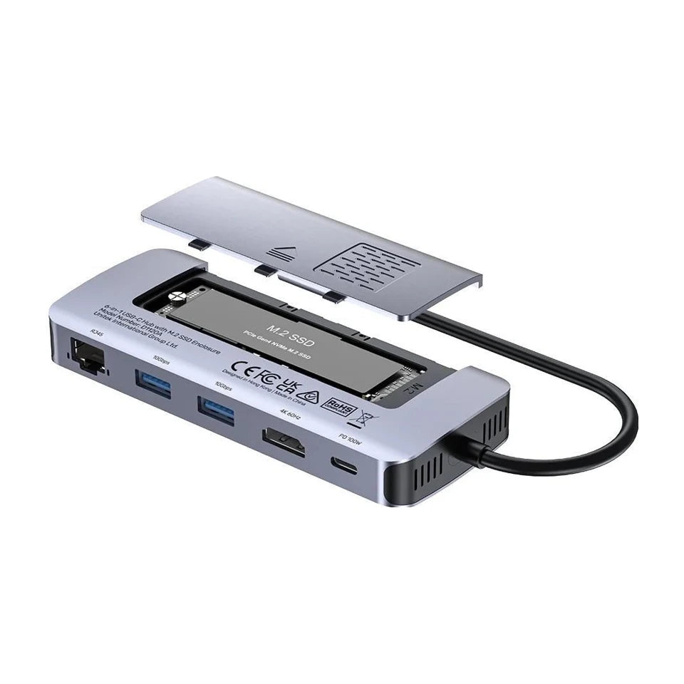 UNITEK HUB ATTIVO USB-C 10GBPS, M.2, HDMI, PD 100W
