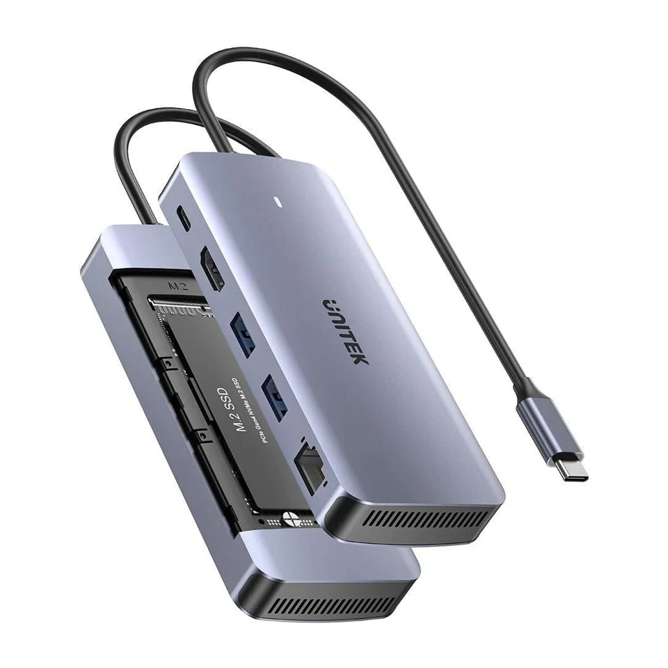 UNITEK HUB ATTIVO USB-C 10GBPS, M.2, HDMI, PD 100W