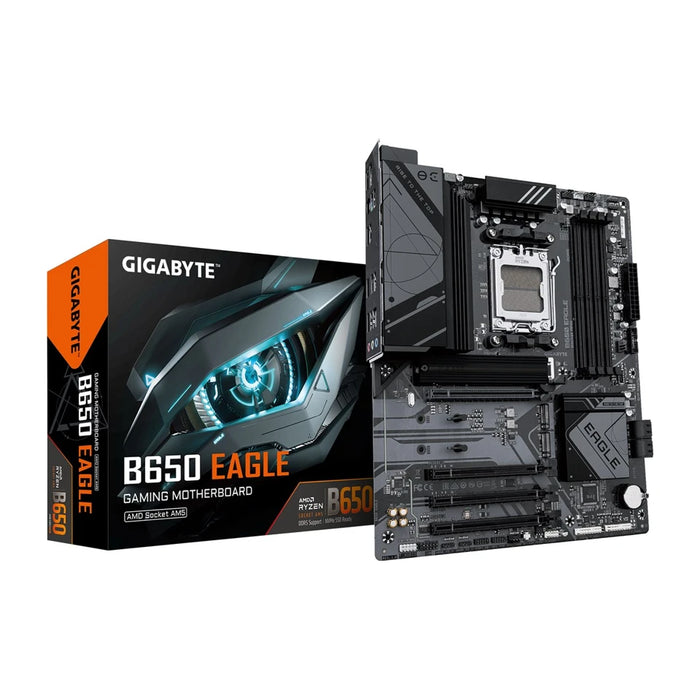 Scheda madre GIGABYTE B650 EAGLE - Supporta CPU AMD Ryzen 9000, VRM digitale 12+2+2 fasi, fino a 7600MHz DDR5 (OC), 1xPCIe 5.0 + 2xPCIe 4.0 M.2, LAN GbE, USB 3.2 Gen2