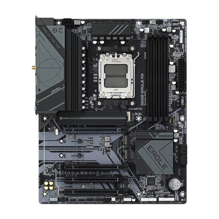Scheda madre GIGABYTE B650 EAGLE AX - CPU AMD Ryzen della serie 9000, VRM 12+2+2 fasi, fino a 7600MHz DDR5 (OC), 1xPCIe 5.0 + 2xPCIe 4.0 M.2, LAN GbE, WIFI 6E, USB 3.2 Gen 2
