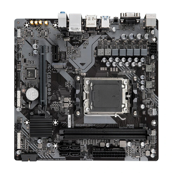 Scheda madre GIGABYTE B650M S2H - Supporta CPU AMD Ryzen 8000, VRM digitale 5+2+2 fasi, fino a 6400MHz DDR5, 1xPCIe 4.0 M.2, LAN GbE, USB 3.2 Gen 1