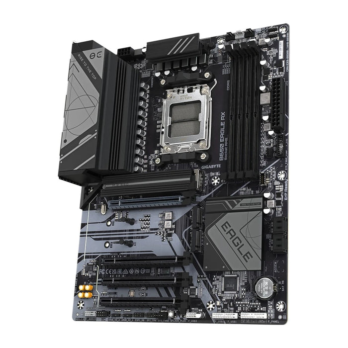Scheda madre GIGABYTE B650 EAGLE AX - CPU AMD Ryzen della serie 9000, VRM 12+2+2 fasi, fino a 7600MHz DDR5 (OC), 1xPCIe 5.0 + 2xPCIe 4.0 M.2, LAN GbE, WIFI 6E, USB 3.2 Gen 2