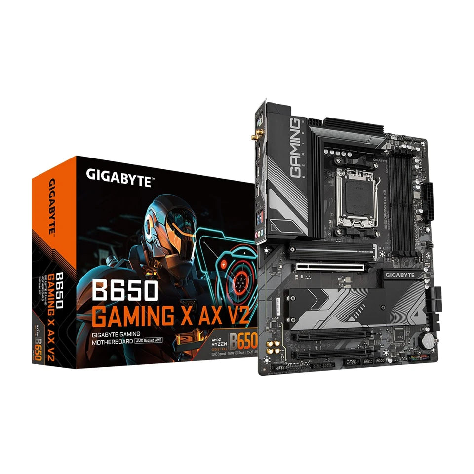 Scheda madre GIGABYTE B650 GAMING X AX V2 - Supporta CPU AMD Ryzen 8000, VRM digitale 8+2+2 fasi, fino a 8000MHz DDR5 (OC), 1xPCIe 5.0 + 2xPCIe 4.0 M.2, Wi-Fi 6E 802.11ax, LAN 2.5GbE, USB 3.2 Gen 2