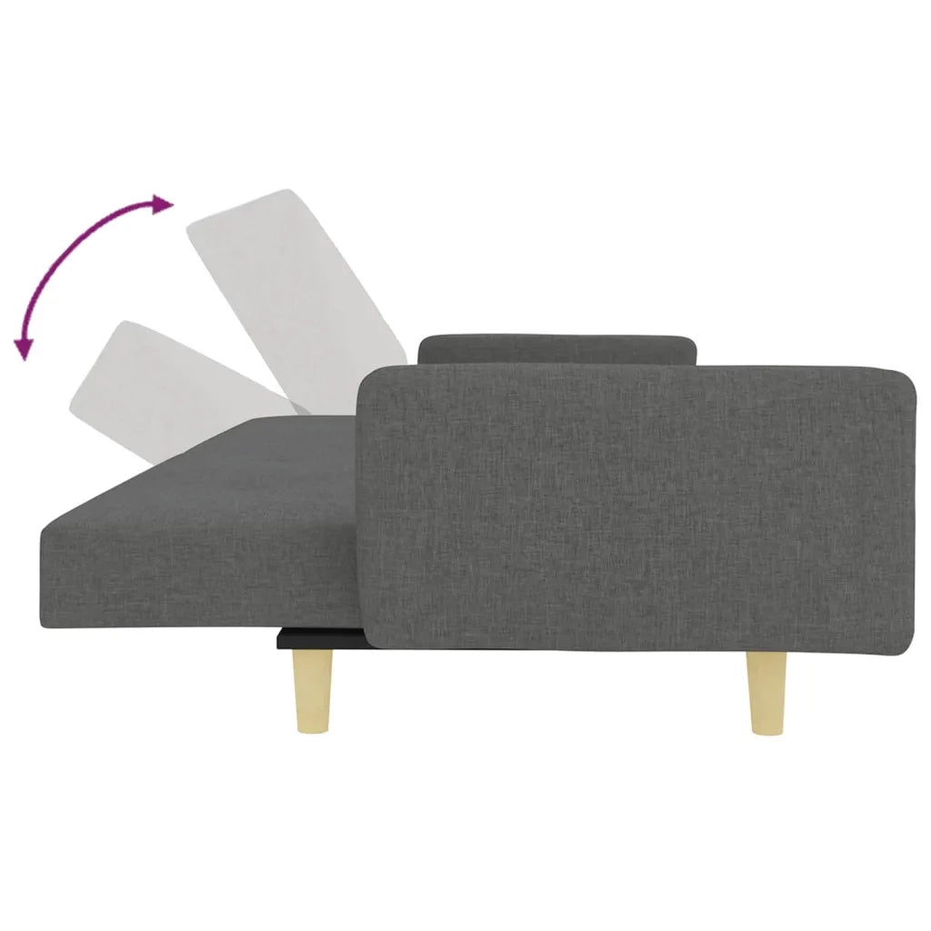Divano Letto 2 Posti con Poggiapiedi-Sofa Letto 2 Posti-Daybed Grigio Scuro in Tessuto 390049