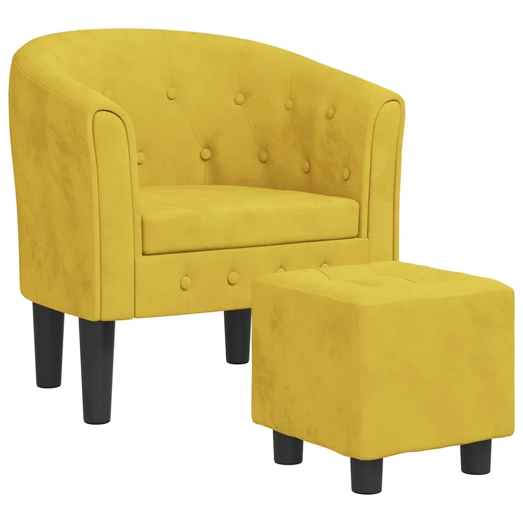 Poltrona Cabriolet con Poggiapiedi Giallo in Vellutocod mxl 132424