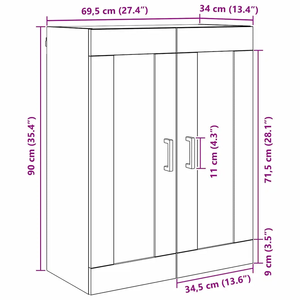 Pensile Rovere Nero 69,5 x 34 x 90 cm Legno ingegnerizzato 882432