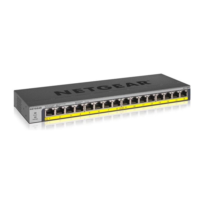 NETGEAR GS116PP Switch Gigabit Ethernet non gestito con Power over Ethernet (PoE) nero