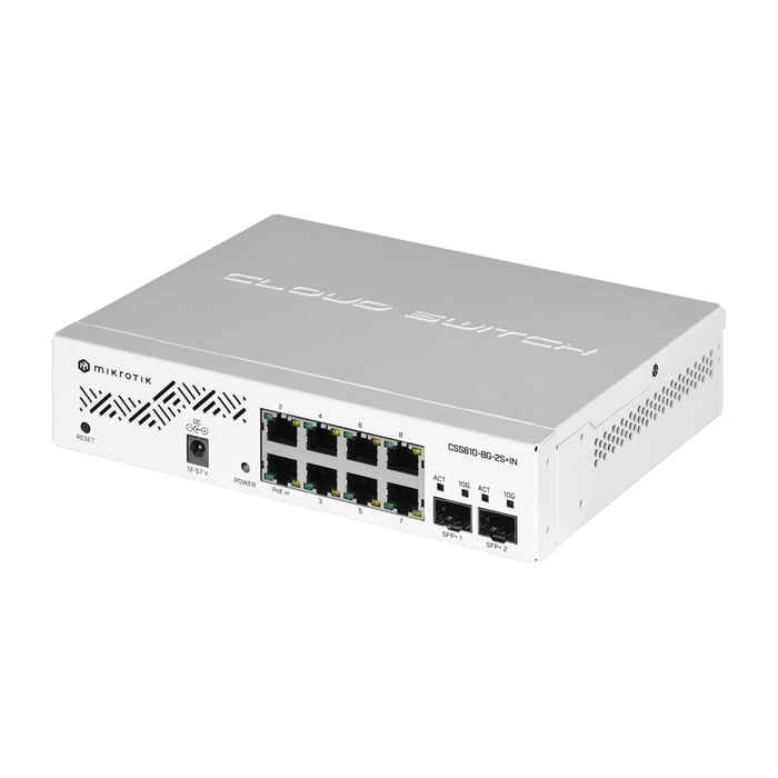 Switch di rete Mikrotik CSS610-8G-2S+IN Gigabit Ethernet (10/100/1000) con Power over Ethernet (PoE) Bianco