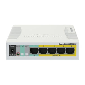 Switch di rete Mikrotik CSS106-1G-4P-1S Gigabit Ethernet (10/100/1000) con Power over Ethernet (PoE) Bianco