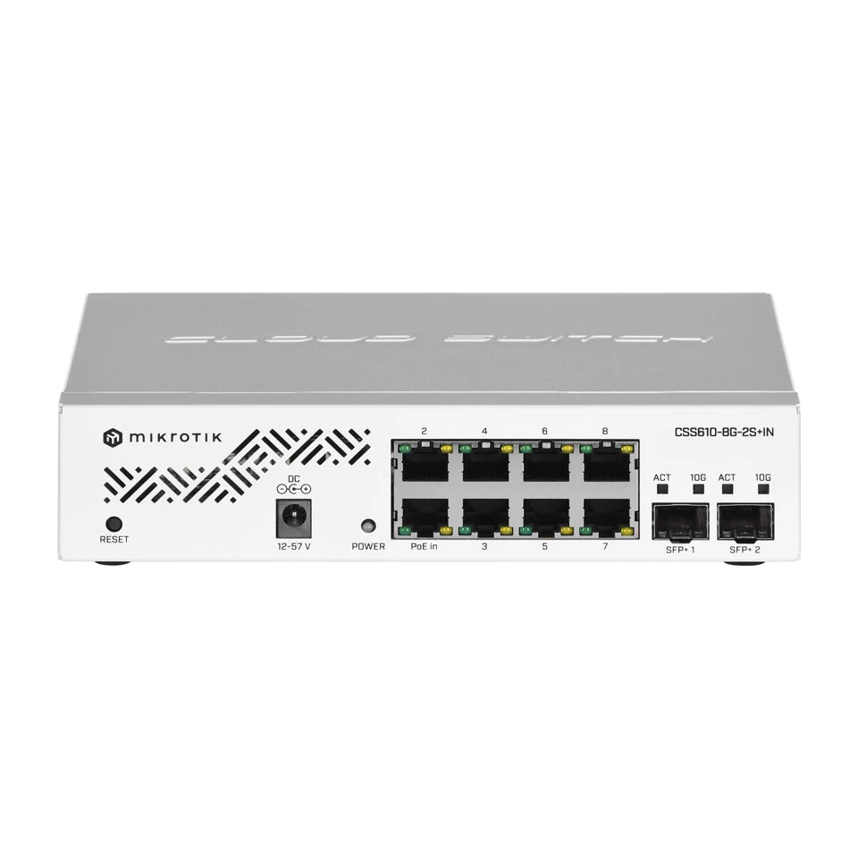 Switch di rete Mikrotik CSS610-8G-2S+IN Gigabit Ethernet (10/100/1000) con Power over Ethernet (PoE) Bianco
