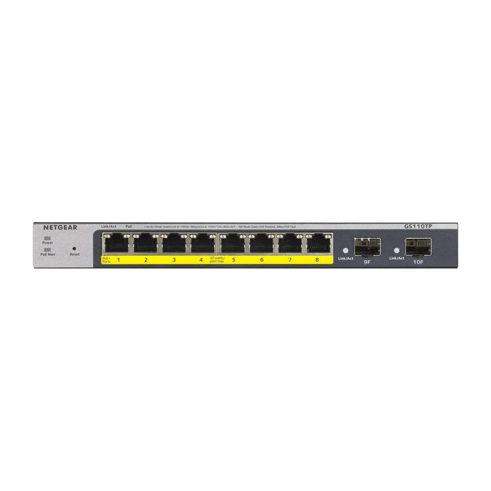 NETGEAR GS110TP Switch gestito Gigabit Ethernet (10/100/1000) con Power over Ethernet (PoE) Grigio