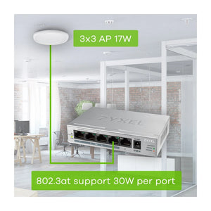Zyxel GS1005HP Switch Gigabit Ethernet non gestito (10/100/1000) Power over Ethernet (PoE) Argento
