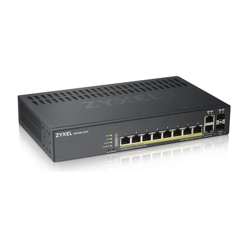Zyxel GS1920-8HPV2 Switch Gigabit Ethernet gestito con Power over Ethernet (PoE) - Nero