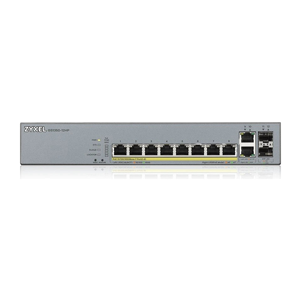 Switch di rete Zyxel GS1350-12HP-EU0101F gestito L2 Gigabit Ethernet (10/100/1000) Power over Ethernet (PoE) Grigio