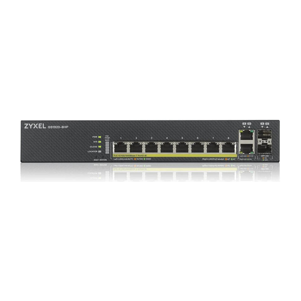 Zyxel GS1920-8HPV2 Switch Gigabit Ethernet gestito con Power over Ethernet (PoE) - Nero