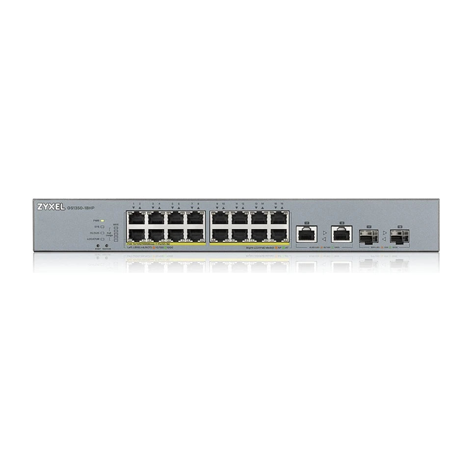 Switch di rete Zyxel GS1350-18HP-EU0101F gestito L2 Gigabit Ethernet (10/100/1000) Power over Ethernet (PoE) Grigio
