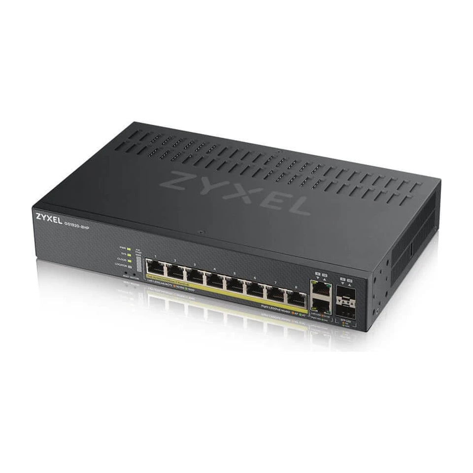 Zyxel GS1920-8HPV2 Switch Gigabit Ethernet gestito con Power over Ethernet (PoE) - Nero