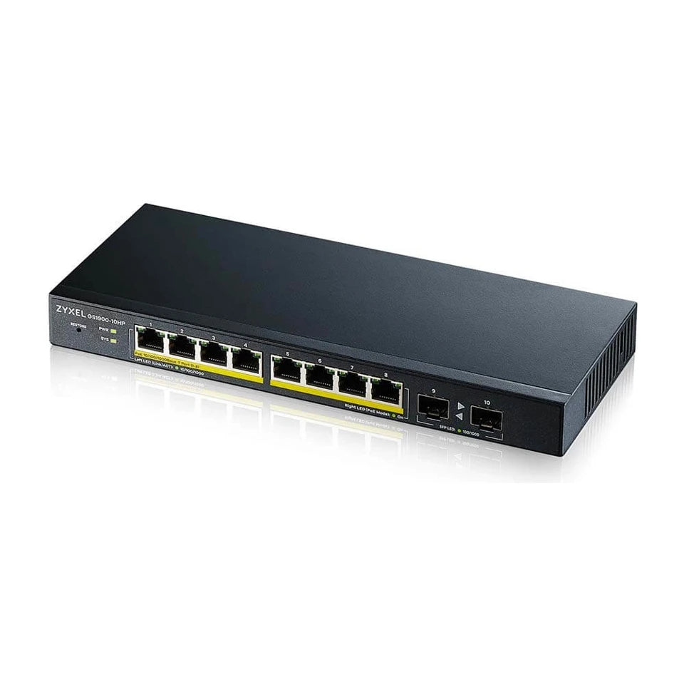 Zyxel GS1900-10HP Switch gestito L2 Gigabit Ethernet (10/100/1000) Power over Ethernet (PoE) Nero