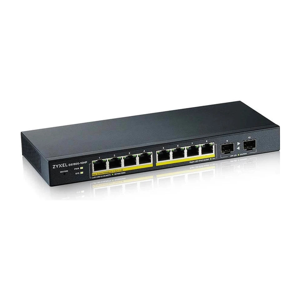 Zyxel GS1900-10HP Switch gestito L2 Gigabit Ethernet (10/100/1000) Power over Ethernet (PoE) Nero