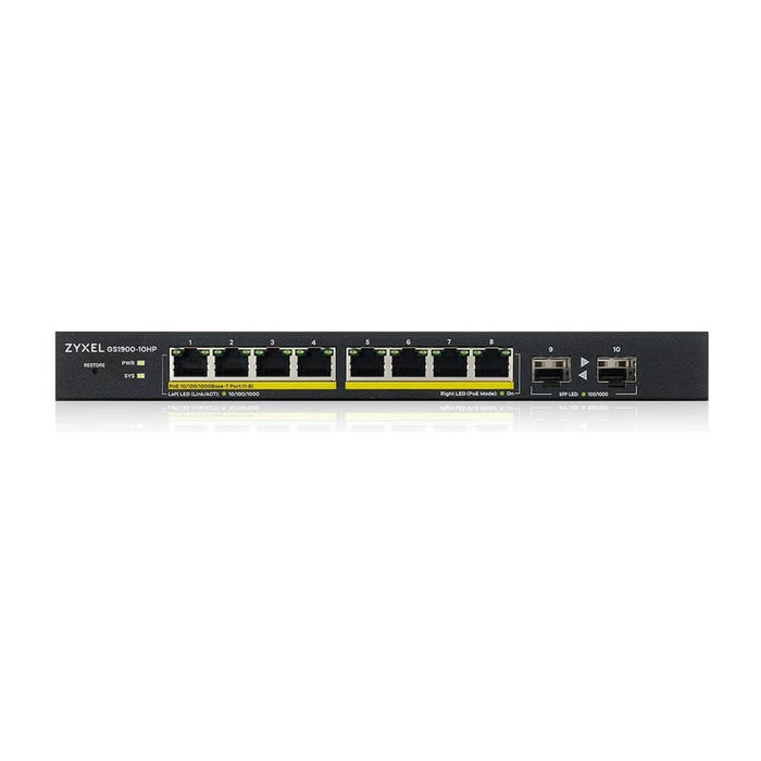 Zyxel GS1900-10HP Switch gestito L2 Gigabit Ethernet (10/100/1000) Power over Ethernet (PoE) Nero